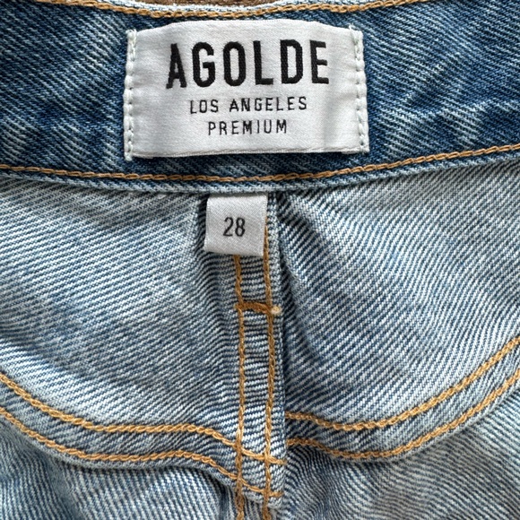 Agolde Blue Distressed Jean Shorts - Picture 5 of 7